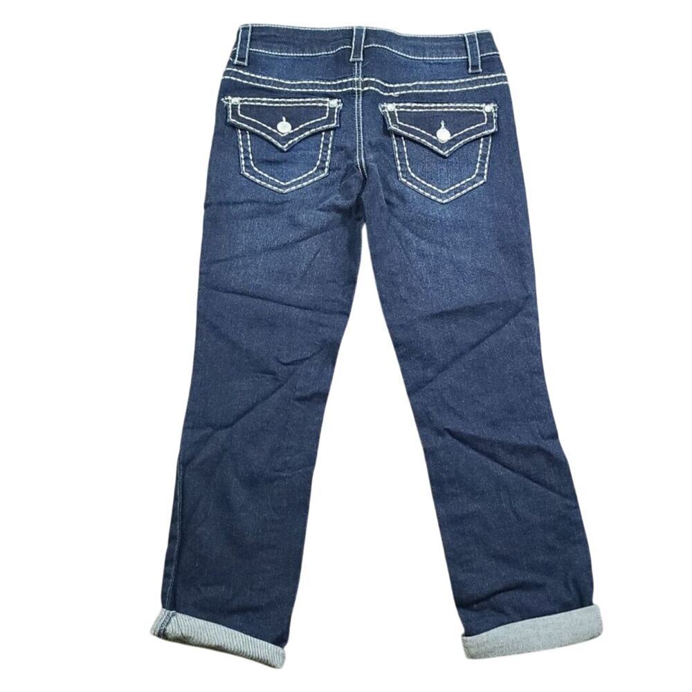 Knox Rose Darkwash Cropped Cuffed Stretch Jeans Denim
